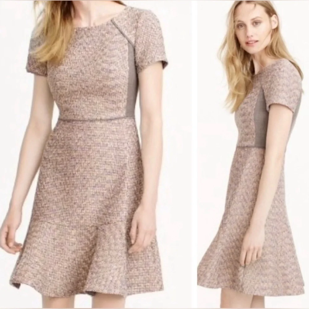J. Crew Metallic Gray/Mixed Tweed Fit & Flare Dress Stretch E1568 Size 8